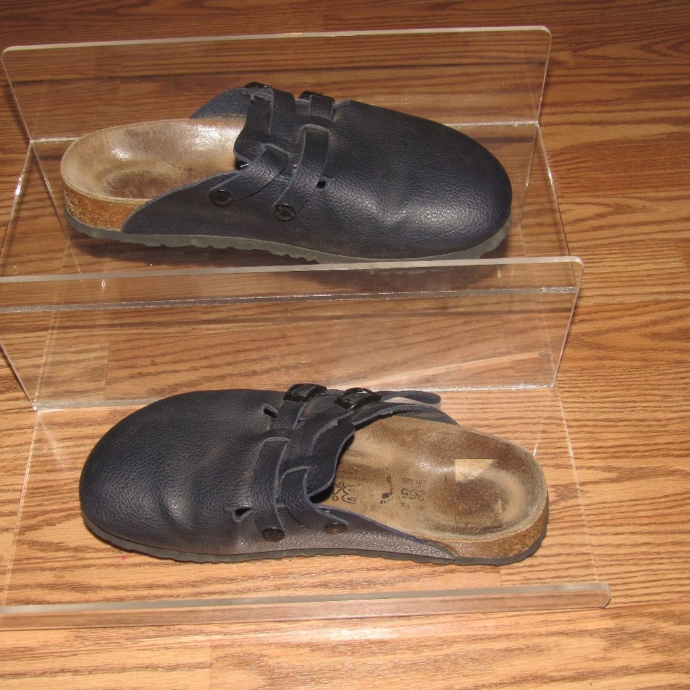 BIRKENSTOCK Birki's Leather navy Slip-On Mules Clogs 10